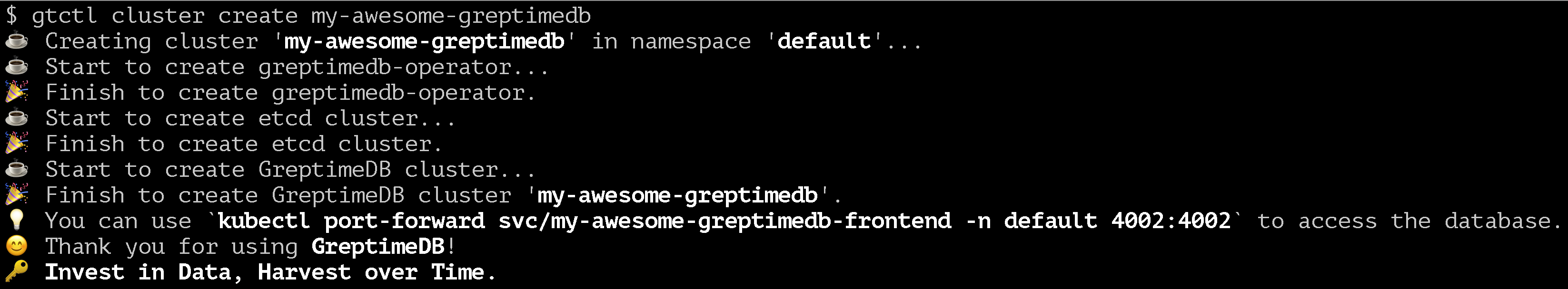 create greptimedb cluster