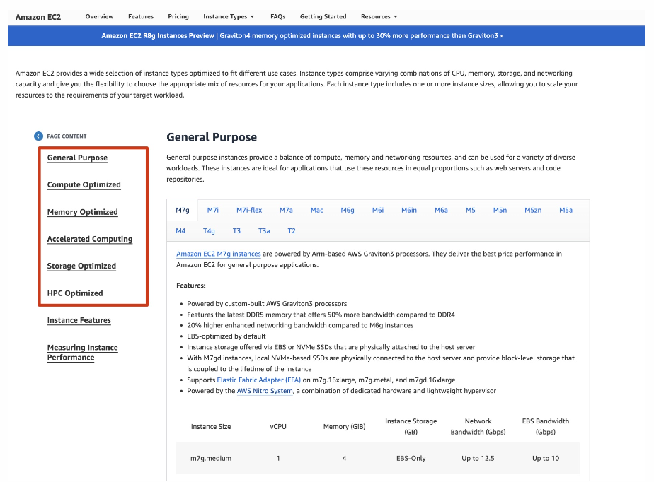 ec2 categories