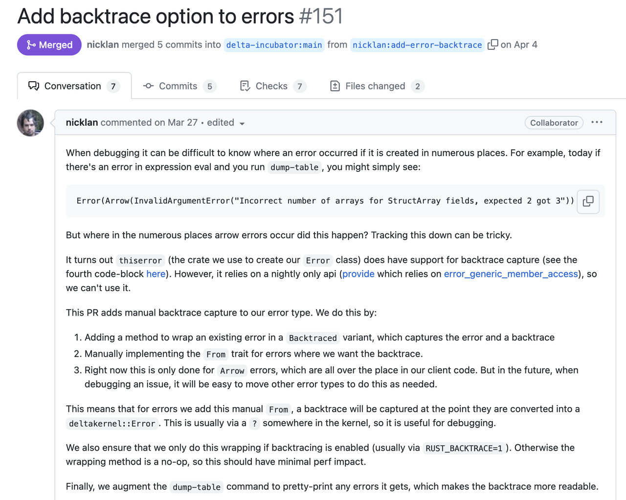 Delta Lake Backtrace Databricks's error report 