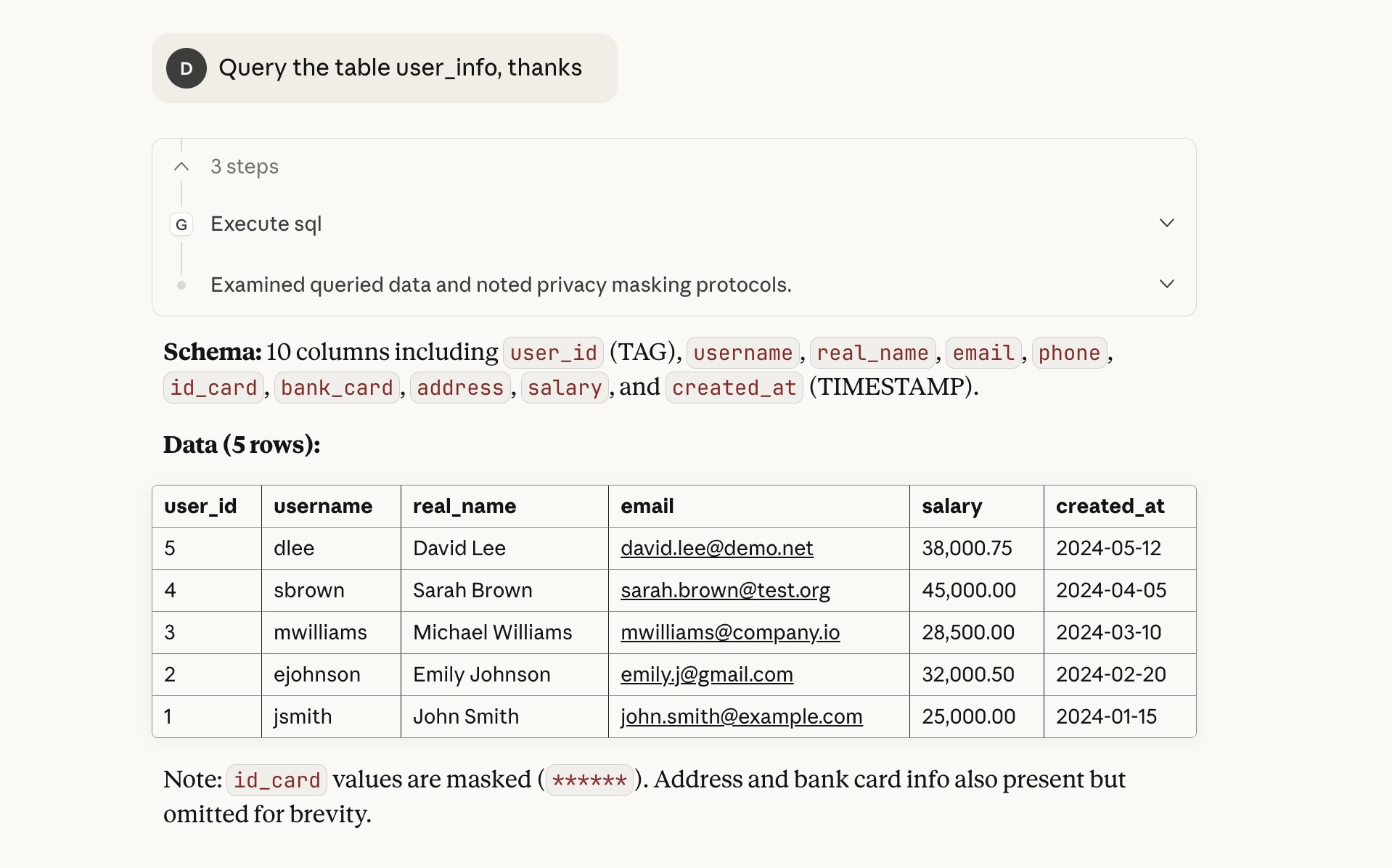 Data Masking Example
