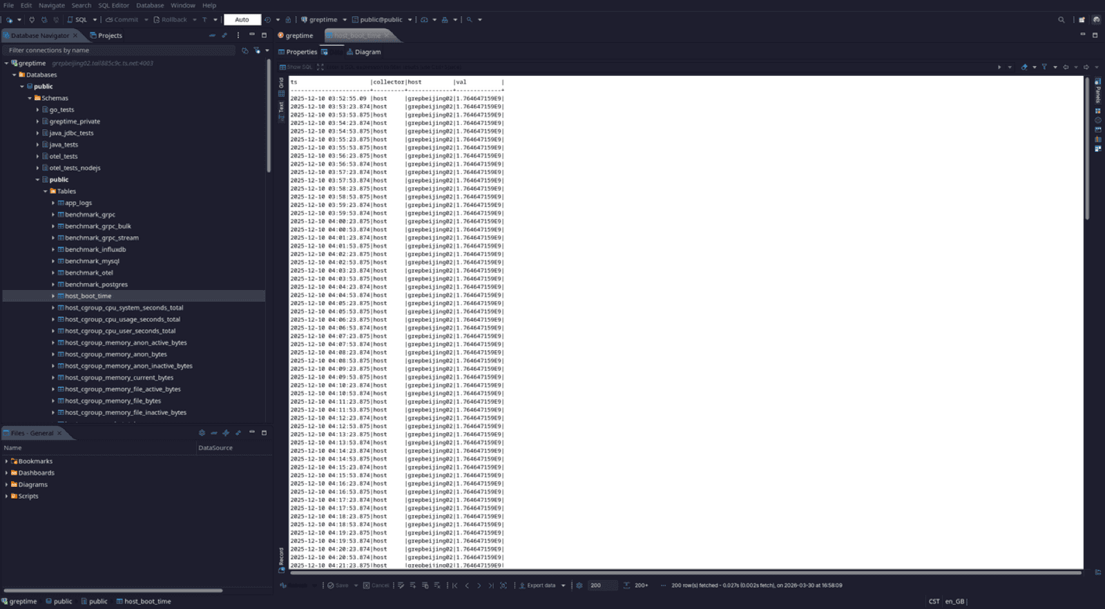 Connecting to GreptimeDB with a database management tool via Postgres protocol